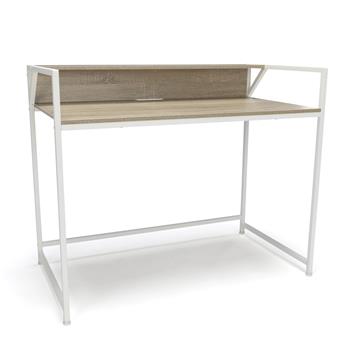 OFM Essentials Collection Computer Desk with Shelf, White with Natural