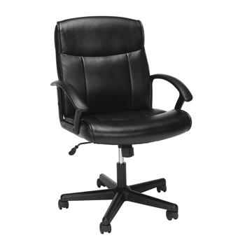OFM Essentials Collection Mid-Back Bonded Leather Chair, Black