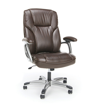 OFM Essentials Ergonomic High-Back Leather Executive Office Chair with Arms, Brown