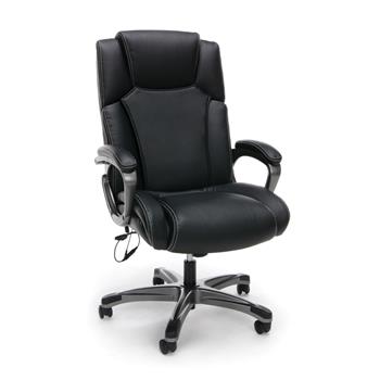OFM Essentials Collection Heated Shiatsu Massage Bonded Leather Executive Chair, Black