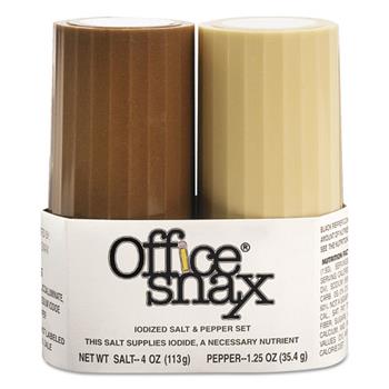 Office Snax&#174; Condiment Set, 4oz Salt, 1.5oz Pepper, Two-Shaker Set