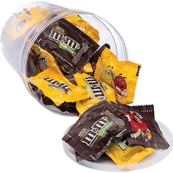 Office Snax Candy Tubs, Chocolate and Peanut M&amp;Ms, 1.75 lb Resealable Plastic Tub