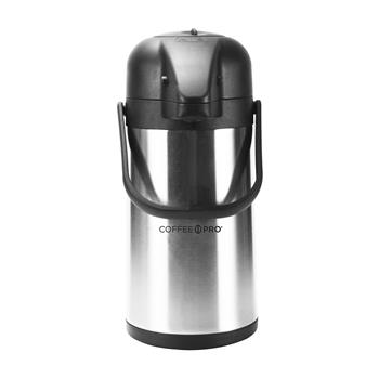 Coffee Pro Direct Brew/Serve Insulated Airpot with Carry Handle, 2200mL, Stainless Steel
