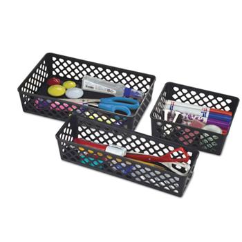 Officemate Recycled Supply Basket, 6.125&quot; x 5&quot; x 2.375&quot;, Black, 3/Pack