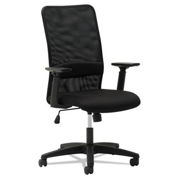 OIF Mesh High-Back Chair, Height Adjustable T-Bar Arms, Black