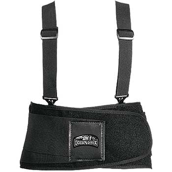 OccuNomix Back Support Belt, One Size, 26&quot; -48&quot;, Detachable Suspenders, 9&quot; Cool Mesh Body with Ribber Grips, Black