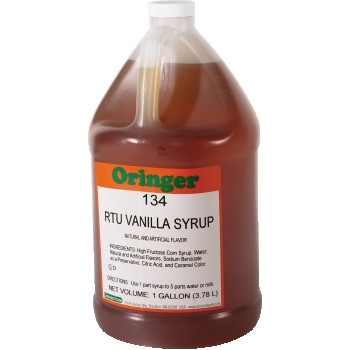 Oringer Vanilla Fountain Syrup, 1 Gallon, 4/CS