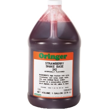 Oringer Strawberry Fruited Shake Syrup, 1 Gallon, 4/CS