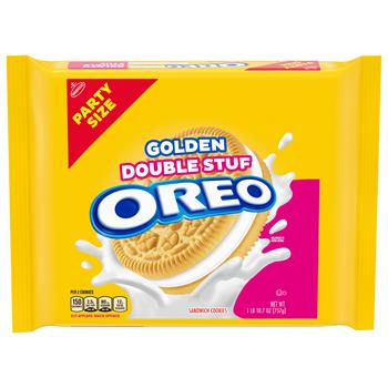 Oreo Double Stuf Golden Sandwich Cookies, Party Pack, 26.7 oz , 8 Packs/Case