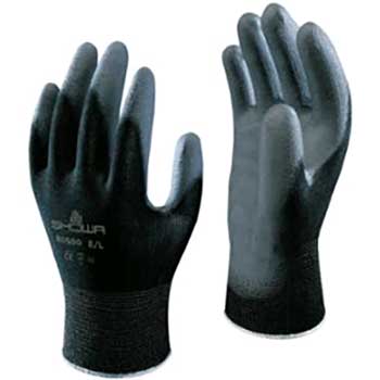 SHOWA Nylon Glove, Polyurethane Coated, Black/Gray, Large