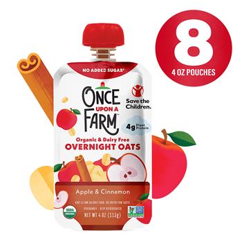 Once Upon a Farm Apple Cinnamon Overnight Oats, 4 oz, 8/Pack