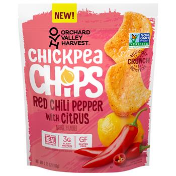 Orchard Valley Harvest Chickpea Chips, Red Chili Pepper with Citrus, 3.75 oz, 6/Carton