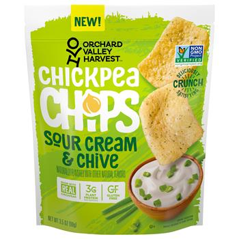 Orchard Valley Harvest Chickpea Chips, Sour Cream &amp; Chive, 3.5 oz, 6/Carton