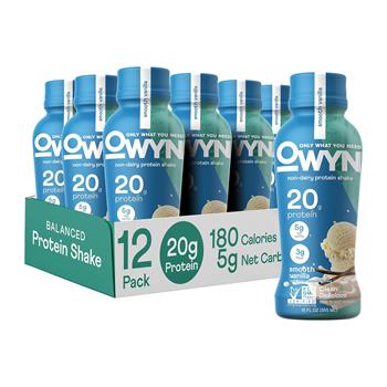 Owyn Protein Drink, Smooth Vanilla, 12 oz, 12/Case