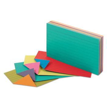 Oxford Extreme Index Cards, Ruled, 3 in x 5 in, Vivid Assorted Colors, 100 Cards/Pack