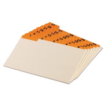Oxford Laminated Tab Index Card Guides, Daily, 1/5 Tab, Manila, 5 in x 8 in, 31 Guides/Set