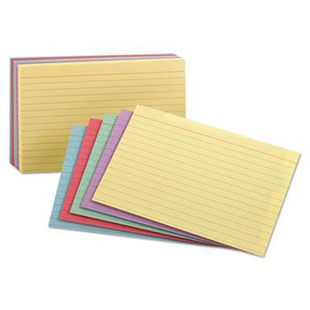 Oxford Index Cards, Ruled, 5 in x 8 in, Assorted Colors, 100 Cards/Pack