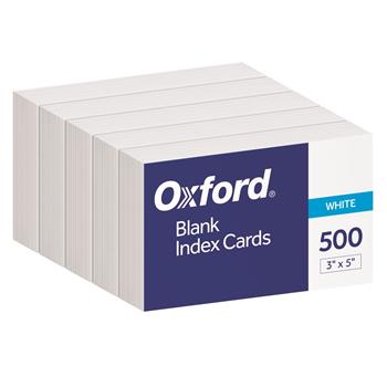 Oxford Blank Index Cards, Unruled, 3 in x 5 in, White, 500 Cards/Pack