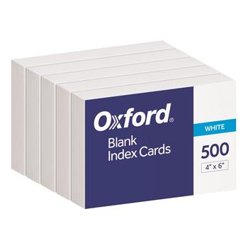 Oxford Blank Index Cards, Unruled, 4 in x 6 in, White, 500 Cards/Pack