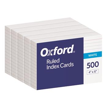 Oxford Index Cards, Ruled, 4 in x 6 in, White, 500 Cards/Pack