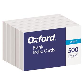 Oxford Blank Index Cards, Unruled, 5 in x 8 in, White, 500 Cards/Pack