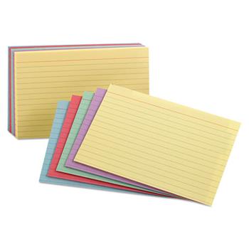 Oxford Index Cards, Ruled, 3 in x 5 in, Assorted Colors, 100 Cards/Pack