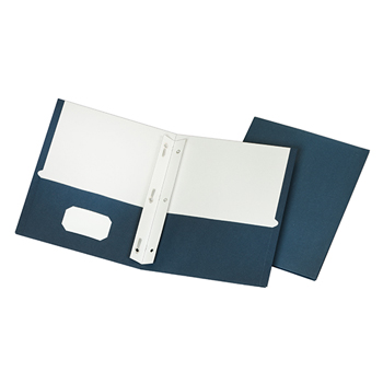 Oxford School Grade Twin Pocket Folders with Tang Fasteners, Navy Blue, 25/Box