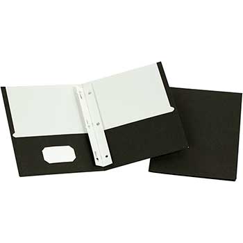 Oxford School Grade Twin Pocket Folders with Tang Fasteners, Black, 25/Box
