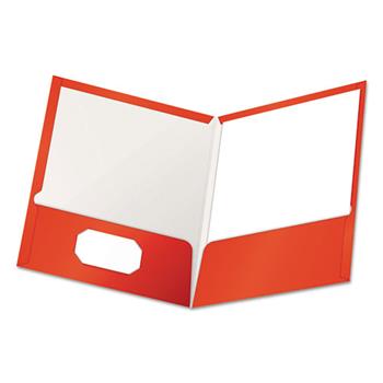 Oxford™ High Gloss Laminated Paperboard Folder, 100-Sheet Capacity, Red, 25/Box