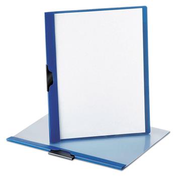 Oxford Polypropylene No-Punch Report Cover, Letter, Clip Holds 30 Pages, Clear/Blue