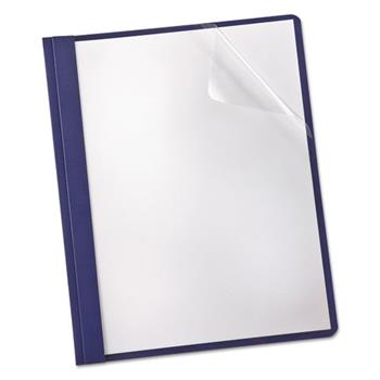 Oxford Linen Finish Clear Front Report Cover, 3 Fasteners, Letter, Navy, 25/Box