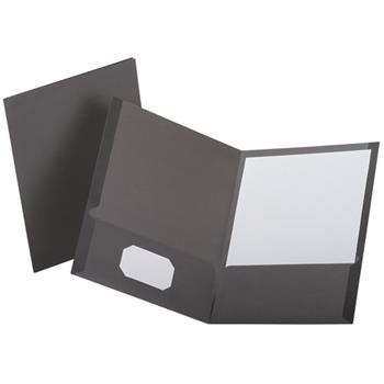 Oxford Linen Finish Twin Pocket Folders, Letter, Gray, 25/Box