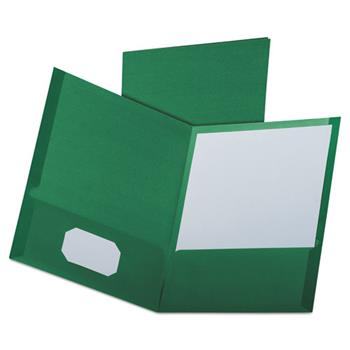 Oxford Linen Finish Twin Pocket Folders, Letter, Hunter Green,25/Box
