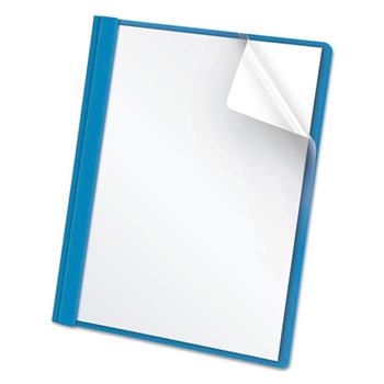 Oxford Clear Front Report Cover, 3 Fasteners, Letter, 1/2&quot; Capacity, Blue, 25/Box
