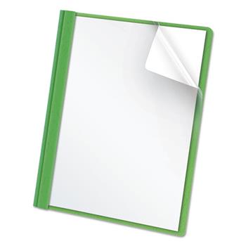 Oxford Clear Front Report Cover, 3 Fasteners, Letter, 1/2&quot; Capacity, Green, 25/Box