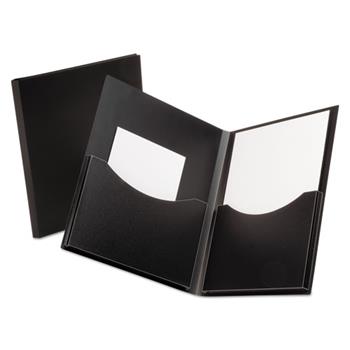 Oxford Poly Double Stuff Gusseted 2-Pocket Folder, 200-Sheet Capacity Black