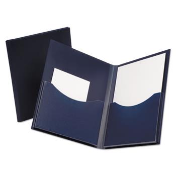 Oxford Poly Double Stuff Gusseted 2-Pocket Folder, 200-Sheet Capacity, Navy