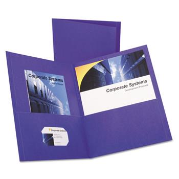 Oxford Twin-Pocket Portfolio, Embossed Leather Grain Paper, Purple, 25/Box