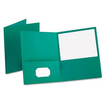 Oxford Twin-Pocket Folder, Embossed Leather Grain Paper, Teal, 25/BX