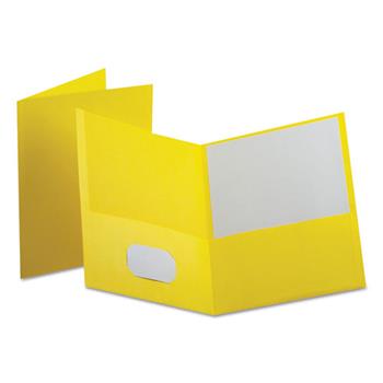 Oxford Twin-Pocket Portfolio, 8 1/2&quot; x 11&quot;, Yellow, 10/PK