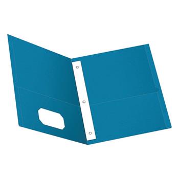 Oxford™ Twin-Pocket Folders with 3 Fasteners, Letter, 1/2&quot; Capacity, Light Blue, 25/Box