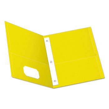 Oxford™ Twin-Pocket Folders with 3 Fasteners, Letter, 1/2&quot; Capacity, Yellow, 25/Box