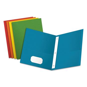 Oxford Twin-Pocket Folders with 3 Fasteners, Letter, 1/2&quot; Capacity, Assorted, 25/Box