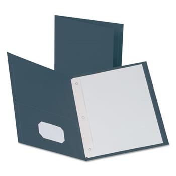 Oxford Twin-Pocket Folders with 3 Fasteners, Letter, 1/2&quot; Capacity, Dark Blue, 25/Box