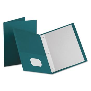 Oxford Twin-Pocket Folders with 3 Fasteners, Letter, 1/2&quot; Capacity, Teal, 25/Box
