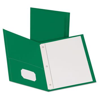 Oxford Twin-Pocket Folders with 3 Fasteners, Letter, 1/2&quot; Capacity, Green, 25/Box