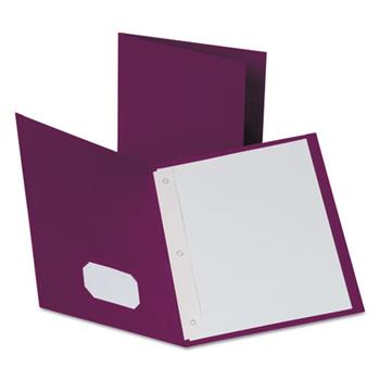 Oxford Twin-Pocket Folders with 3 Fasteners, Letter, 1/2&quot; Capacity, Burgundy, 25/Box