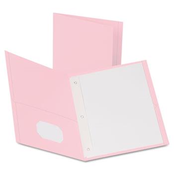 Oxford Twin-Pocket Folders with 3 Fasteners, Letter, 1/2&quot; Capacity, Pink,25/Box