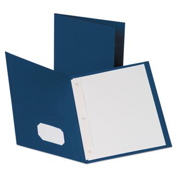 Oxford™ Twin Pocket Portfolio with Fasteners, 8 1/2&quot; x 11&quot;, Blue, 10/PK