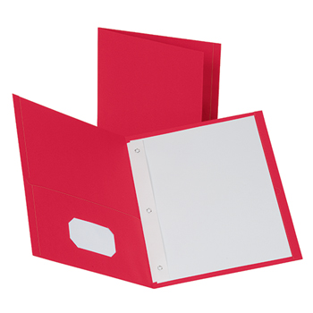 Oxford Twin Pocket Portfolio with Fasteners, 8 1/2&quot; x 11&quot;, Red, 10/PK